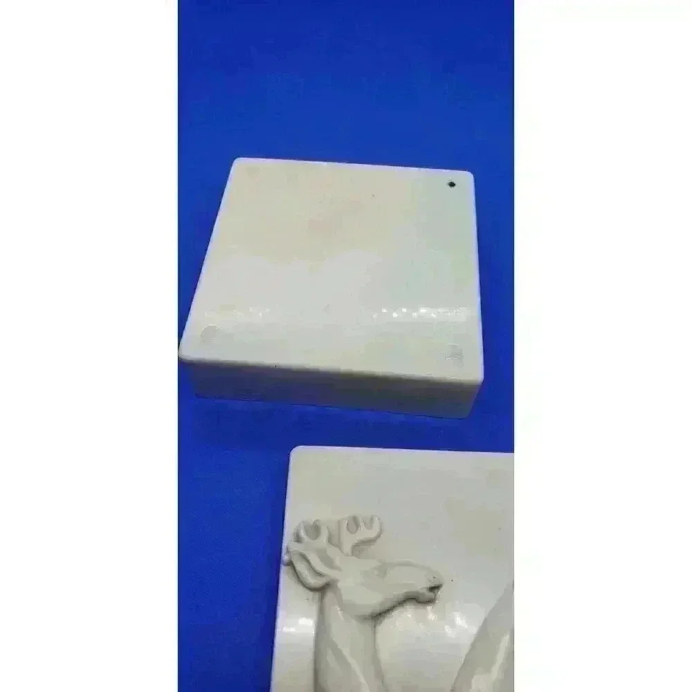 Vintage Celluloid Jewelry Trinket Box Art Deco 30s High Relief Deer Men Gift
